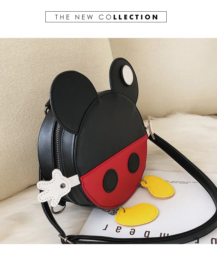 Disney Микки Маус леди мультфильм PU Сумка Круглый Мода Сумка подарки для девочек хранения пакет, косметичка