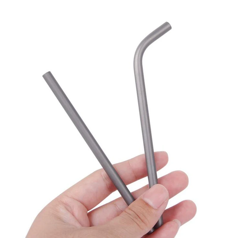 

1pcs Titanium Straw Straight Bent Drinking Straws Reusable Cleaning Brush Party Accessories Bacteriostatic Tableware