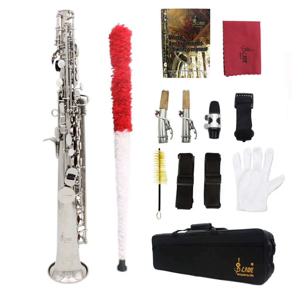 LADE сопрано саксофон SAX Bb латунь высокий F # ключ лакированный Золотой корпус и