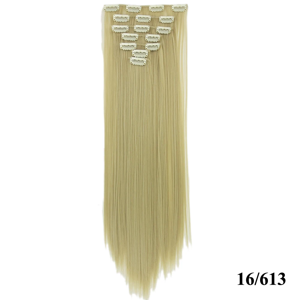 P16/613 Soowee 7 шт./компл. 24 ''длинные прямые черные волосы цвета блонд для наращивания высокого волокна волос Синтетический волос клип в наращивание волос для наращивания на всю голову - Цвет: P16/613