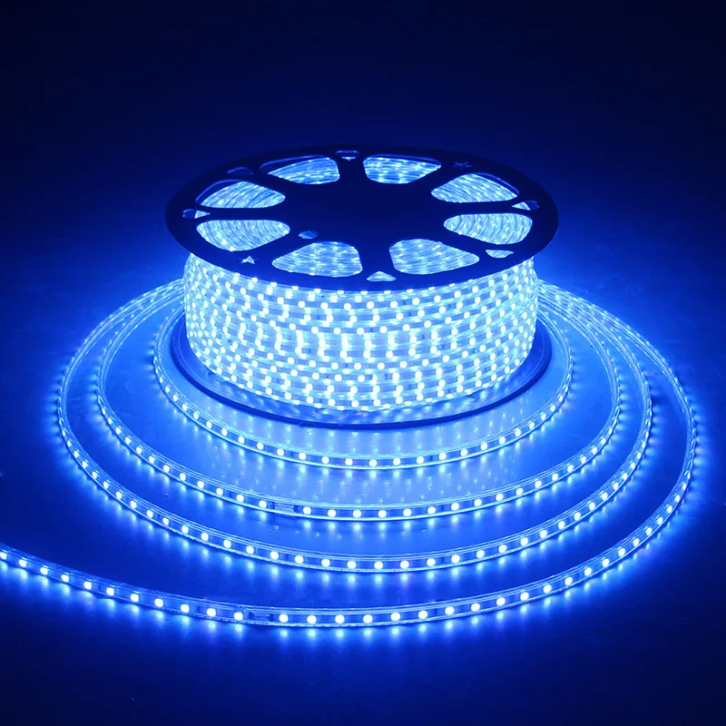 Laimaik AC 220 В светодиодная лента Водонепроницаемый IP67 LED Клейкие ленты 60leds/M 5050SMD rgb