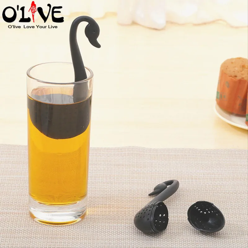 Пластик Чай Infusers Лебедь внимание Ситечко Сито Фильтр Кофе сетки мяч сумка для