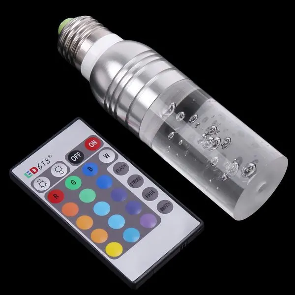 10 шт./лот RGB 16 цветов Хрустальная Светодиодная лампа E27 3 Вт AC 85 265 в светодиодная +