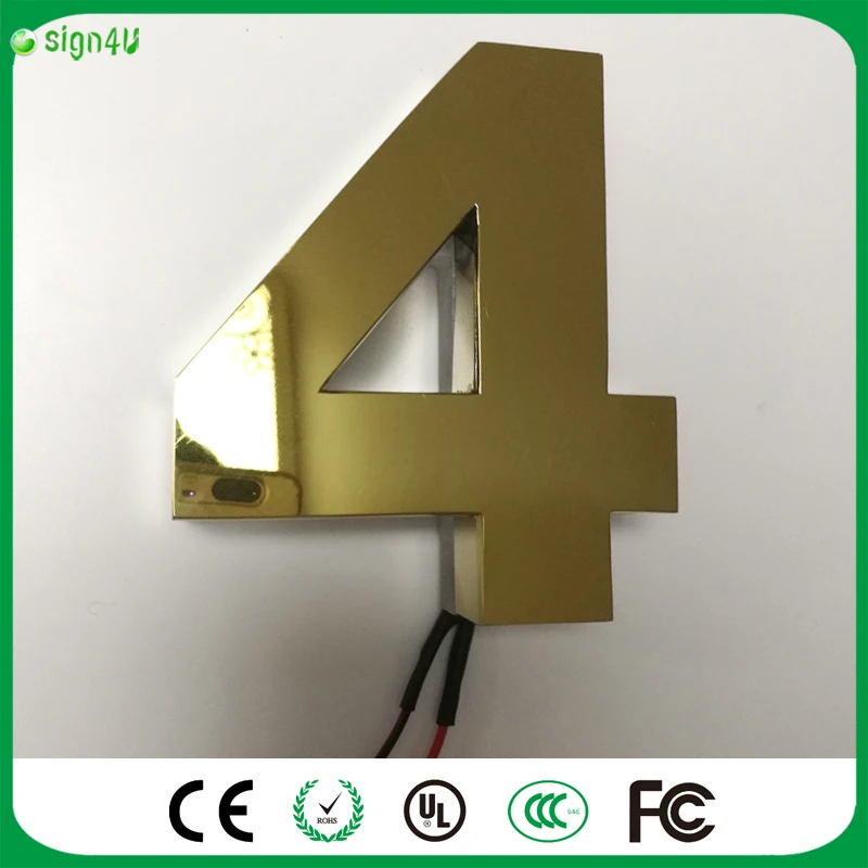 В отеле открытый золото металл с подсветкой LED номер дома знак гостиничный