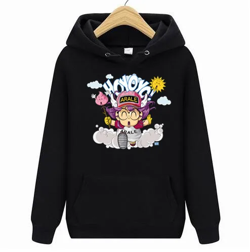 Slump толстовки для мужчин Arale Hoyoyo подарок на день рождения топы корректирующие с длинным рукавом необычная толстовка с капюшоном хлопковые кофт - Цвет: Черный