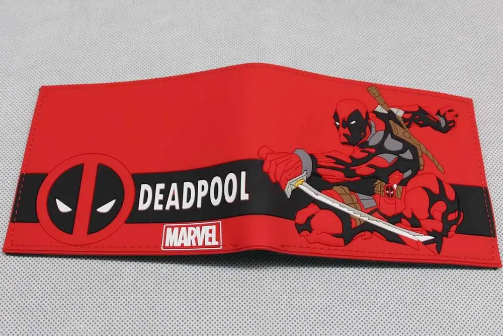 Deadpool Двойной Бумажник Супергероя человека-паука, короткий кошелек из ПВХ с героями мультфильмов, держатель для карт и фотографий, кошельки 4,5*3,6 дюйма - Цвет: Deadpool