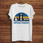 Футболка мужская, летняя, белая, повседневная, классная, никогда не забудь, флоппи-диск, VHS и Кассетная лента
