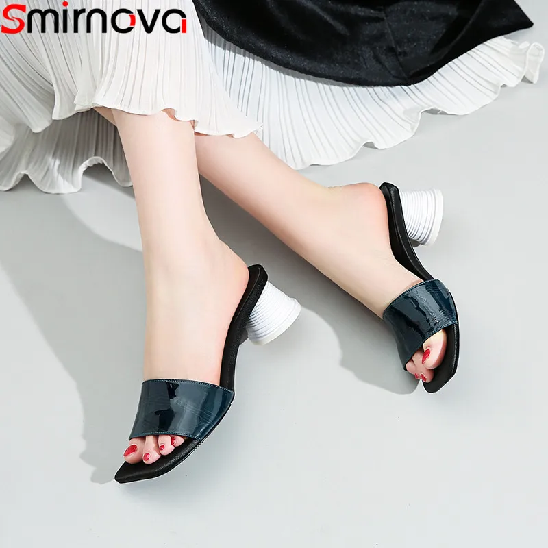 Smirnova/Летняя обувь 2020 Женские шлепанцы с закрытым носком Обувь на высоком толстом