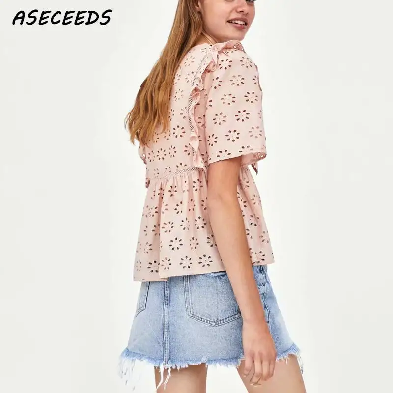 Boho Цветочные женские блузы с вышивкой Топы винтажные сексуальные открытые