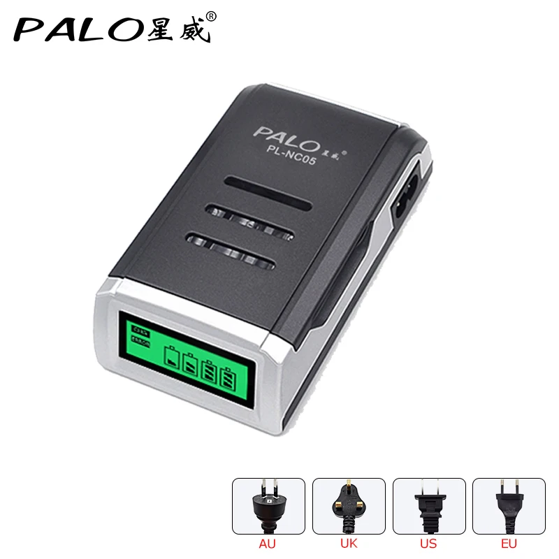 

PALO 4 Slots LCD Display Smart Battery Charger For AA AAA Rechargeable Batterie 1.2V Ni-CD Ni-MH Batteria Recharger