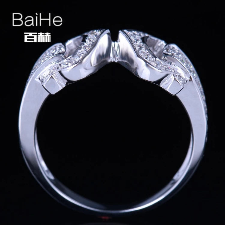BAIHE Твердое 14 к белое золото(AU585) 0.61CT сертифицировано H/SI AAA класс кубического циркония круглые свадебные женские модные ювелирные изделия кольцо