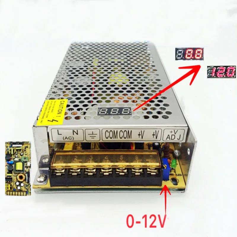 Регулируемый импульсный источник питания с цифровым дисплеем 12 В 17 а 200 Вт