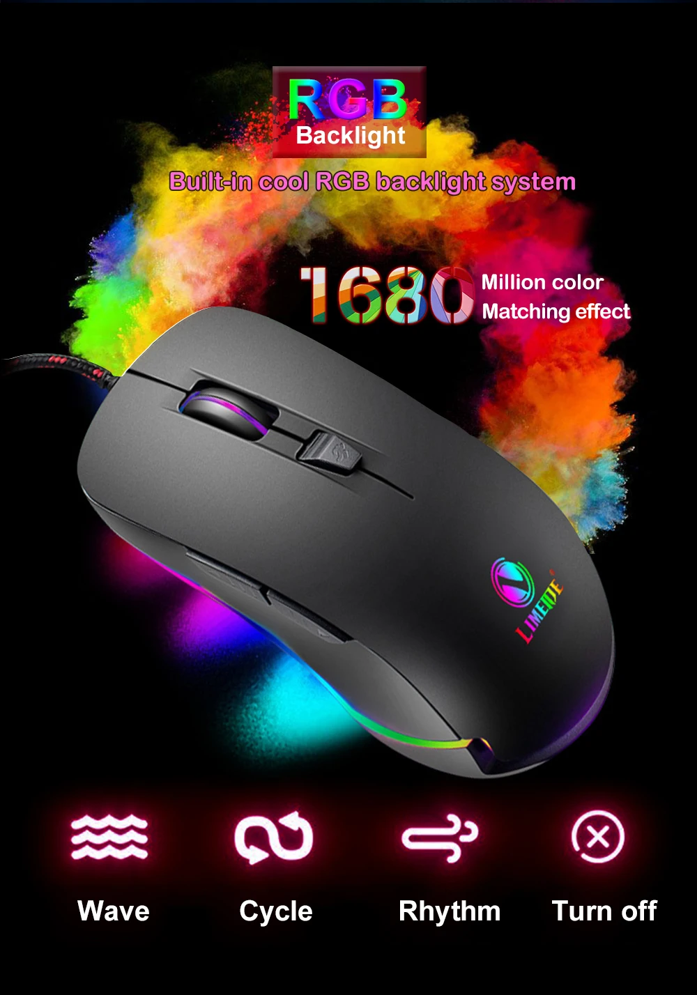 Новая игровая мышь 2400 dpi Регулируемая компьютерная оптическая RGB игровая мышь проводная USB игры кабельная мышь для профессионального геймера+ PC