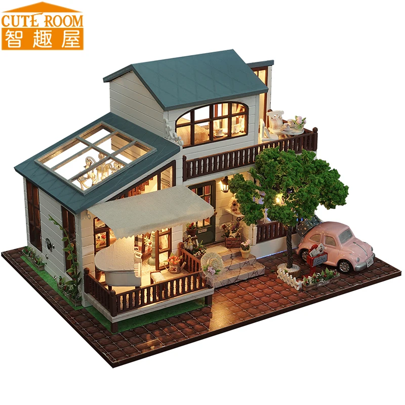 Симпатичные комнаты DIY деревянный дом Miniaturas с мебели DIY Миниатюрный Дом Кукольный домик игрушки для детей Рождество и день рождения A39