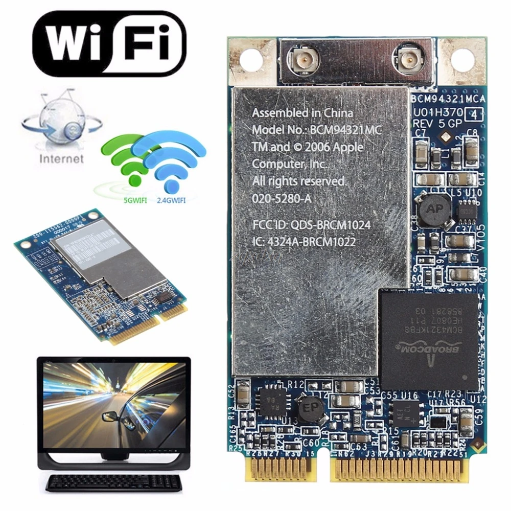 Беспроводная мини карта PCI E 2 4G + 5G 270M Wifi для Macbook BCM94321MC 661 3874 оптовая продажа и