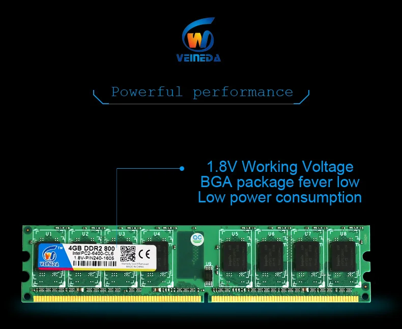 VEINEDA Настольные ПК оперативная память ddr2 1 Гб 2 ГБ 4 ГБ 533 667 800HMz PC2 6400 память ddr 2 PC2-6400 240pin для AMD Intel® для настольных ПК