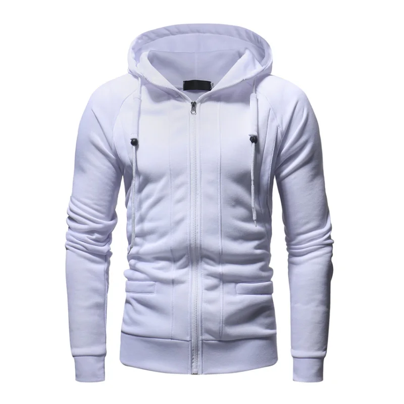 Plus Size Men's Hoodies Tracksuit 2018 Autumn Winter Drawstring Pocket Hooded Sweatshirt Long Sleeve Zip Slim Coat Male Jacket | Мужская
