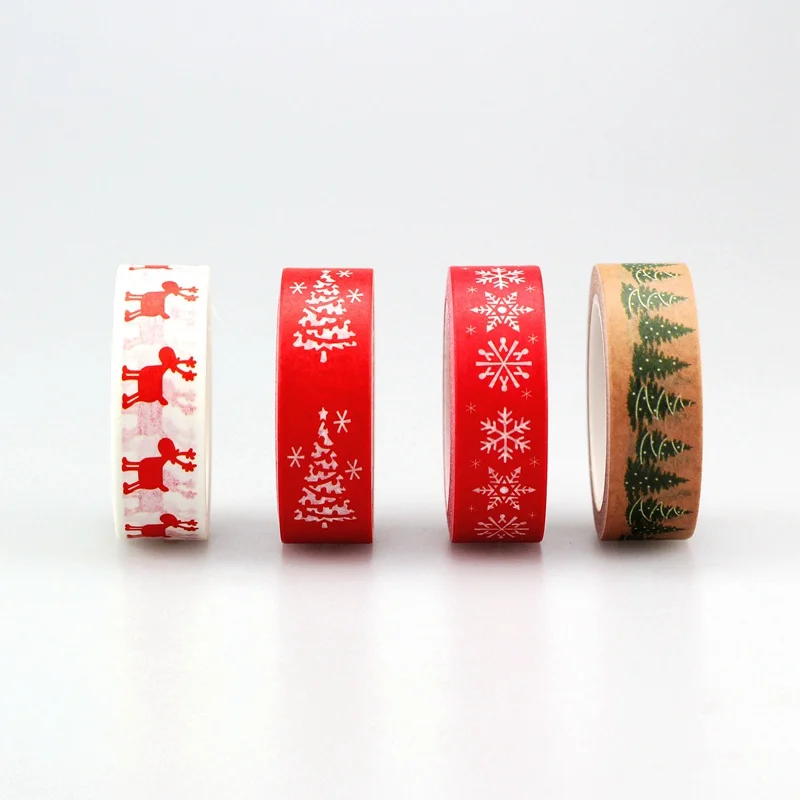

4pcs/lot Decorative Christmas Washi Tape 10m Diy Scrapbooking Photo Album Kawaii Adhesive Paper Stickers Green Red Masking tapes