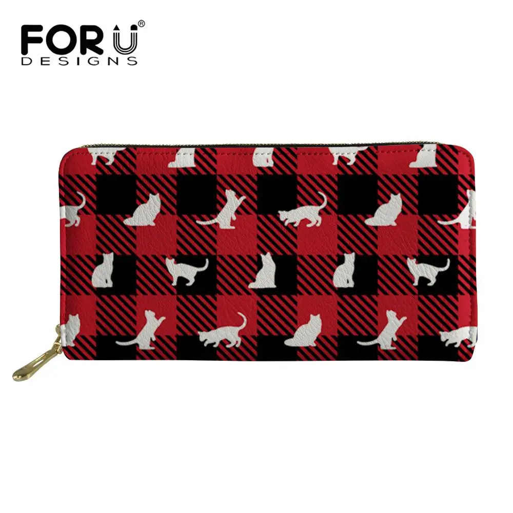 FORUDESIGNS/Новинка, женский длинный кожаный кошелек с кошкой, дизайн полутона, кошелек, кредитный держатель для карт, телефона, кошелек на молнии, кошельки - Цвет: ZJZ557Z21