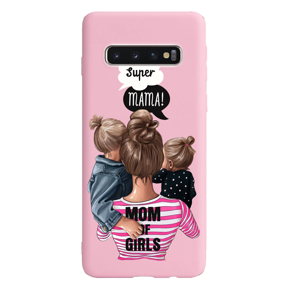 Черные коричневые волосы для мамы и малыша девушка Coque нежно розовый силиконовый