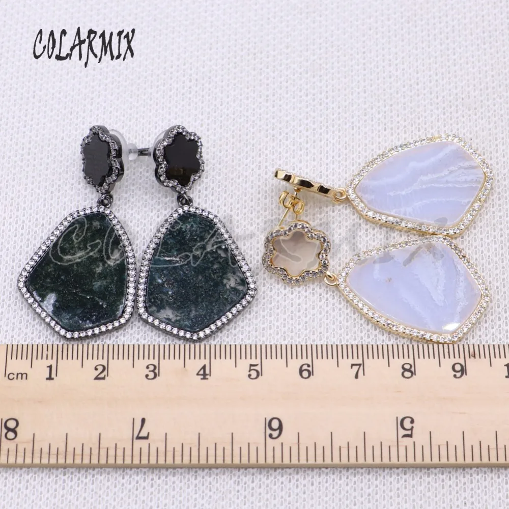 

3 pairs natural stone earrings stone mix colors stone earrings dangle earrings wholesale jewelry 4501
