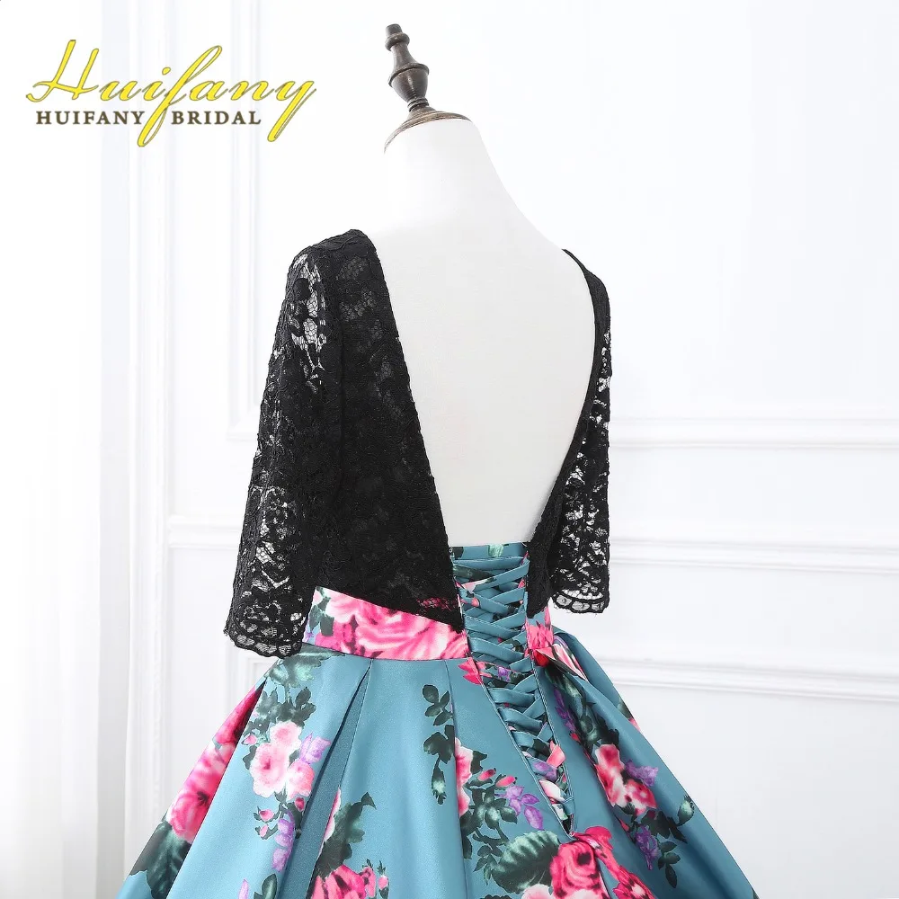 Настоящее Аватар Scoop Половина Рукава Бальное платье Вечерние Платья Длинные с