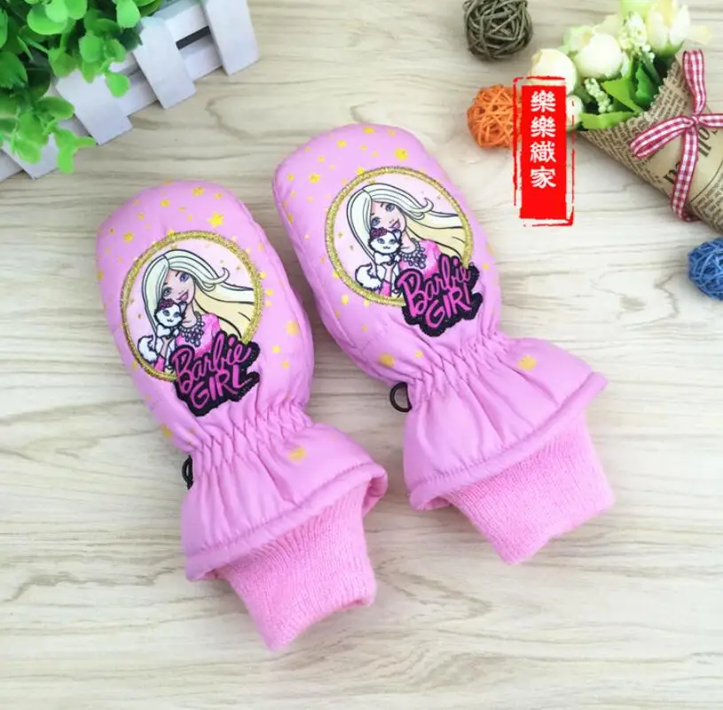 Winter warm baby girl mittens Children princess ski outdoor cartoon gloves girls riding windproof waterproof For 2-4 Y | Детская одежда