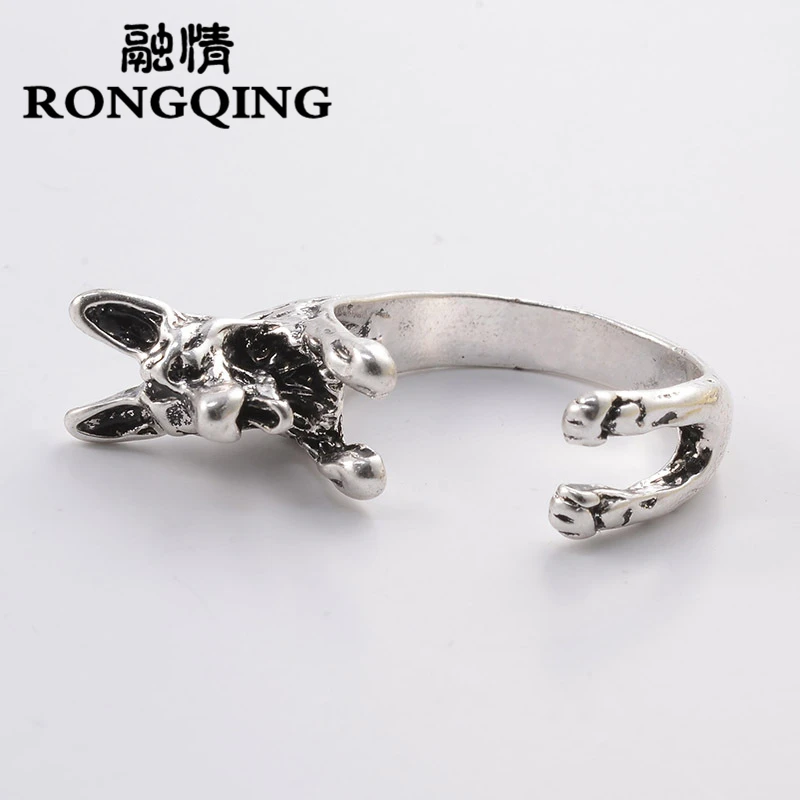 3D реалистичное кольцо RONGQING в виде немецкой овчарки регулируемое животного для