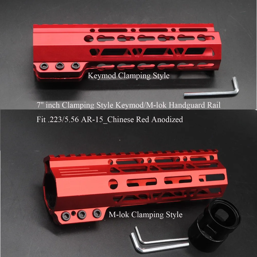 

TriRock 7'' inch Clamping Style Keymod/M-lok Handguard Rail Picatinny Free Float Mount System _ Chinese Red Anodized .223/5.56