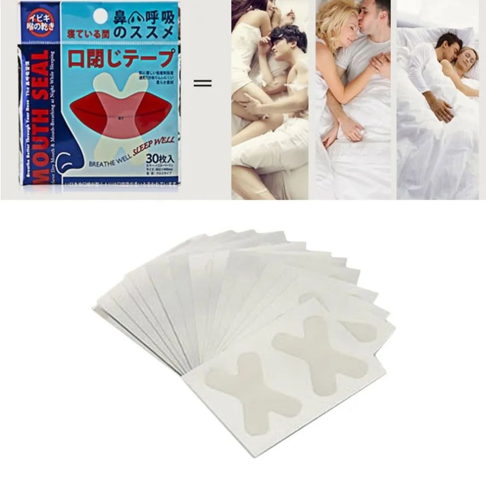 Храп Пробка 30 шт Носовые наклейки в виде губ дышащие спящие анти храп носовые