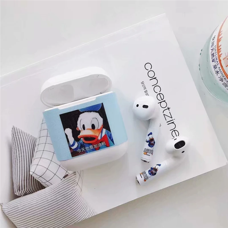 Защитная виниловая наклейка для Apple Airpods чехол стикер на полную длину для Air Pods наушники мультфильм украшения клей чехол