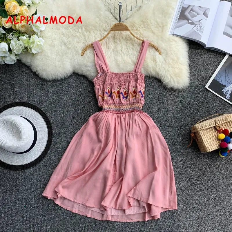 Женское платье ALPHALMODA Пляжное Платье с цветочной вышивкой в богемном стиле на