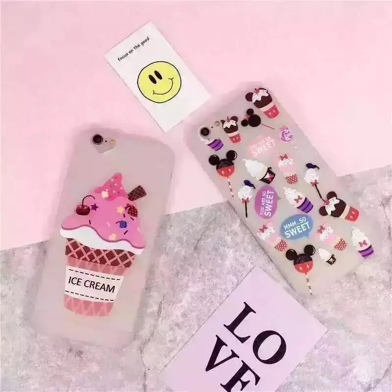 10 шт./лот Любовь Мультфильм Минни Микки Мороженое Мягкие TPU Телефон Чехол Для Iphone 6