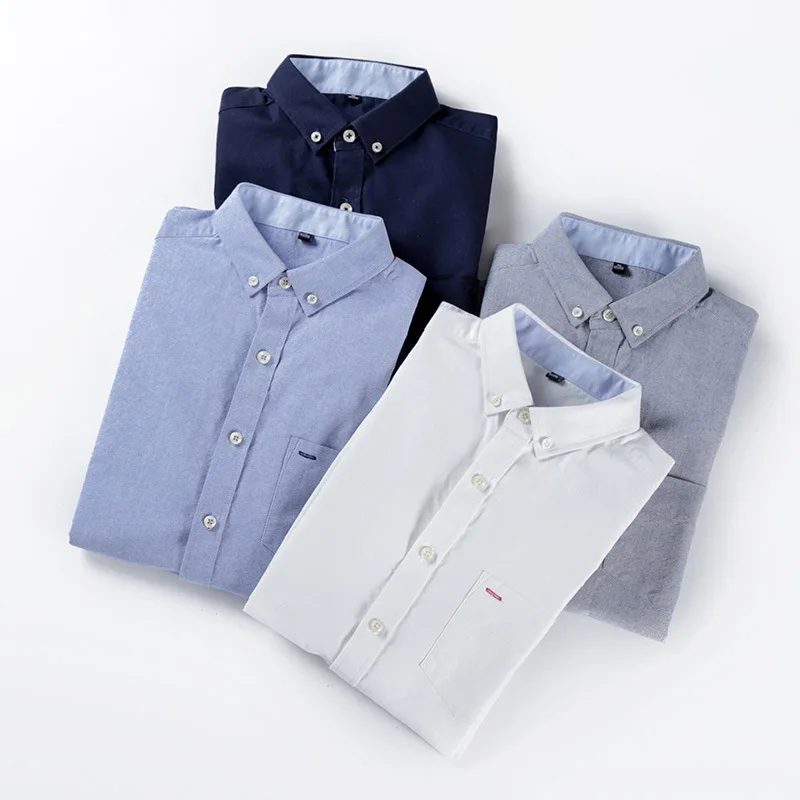 Мужская футболка из натурального хлопка с оксфордская рубашка Slim Fit Модная