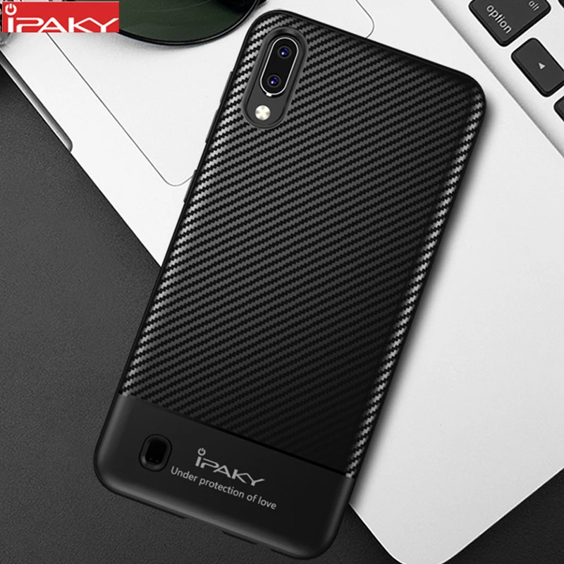 Чехол для Samsung M10 IPAKY из углеродного волокна Гибридный Силиконовый защитный