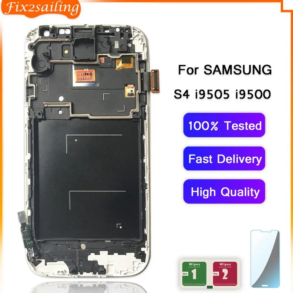 Высококачественный ЖК дисплей для SAMSUNG Galaxy S4 i9500 с рамкой GT I9505 I9500 i9505 i337 сенсорный
