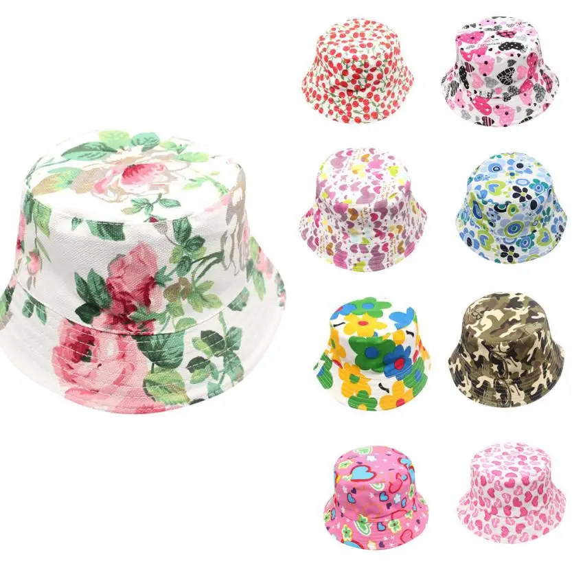TELOTUNY 2018 Toddler Baby Kids Boys Girls Floral Pattern Bucket Hats Sun Helmet Cap For FEB14 | Детская одежда и обувь