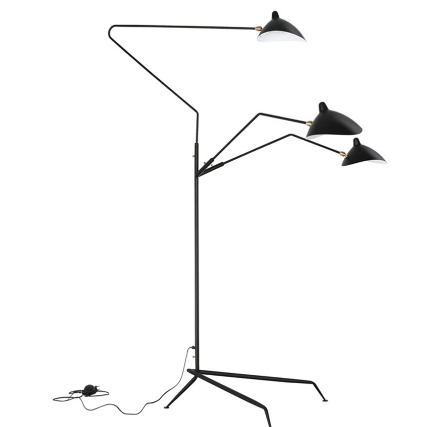 

Modern Serge Mouille Design Black Floor Lamp Mantis Arm Floor Standing Lamp Industrial Bedroom Led Living Room Lamp Lampadaire