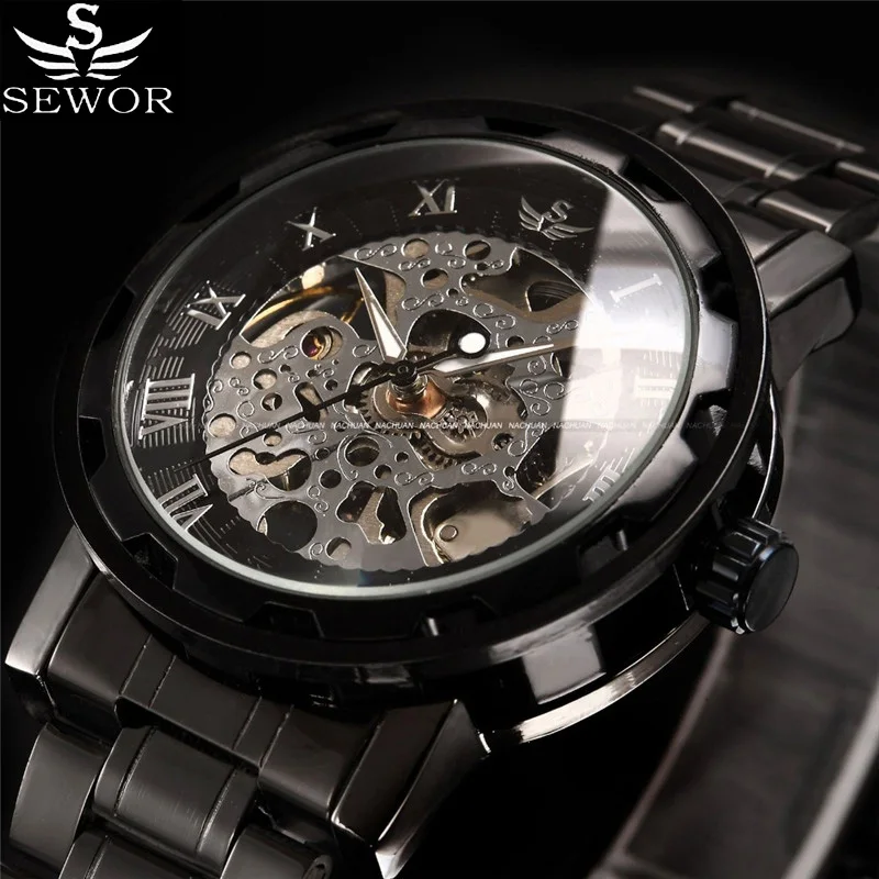 Часы мужские механические Спортивные со стальным ремешком в стиле милитари |