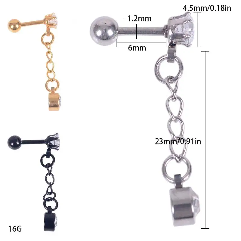 1 шт. панк крутые хрустальные циркониевые затычки для хряща Козелок Уха