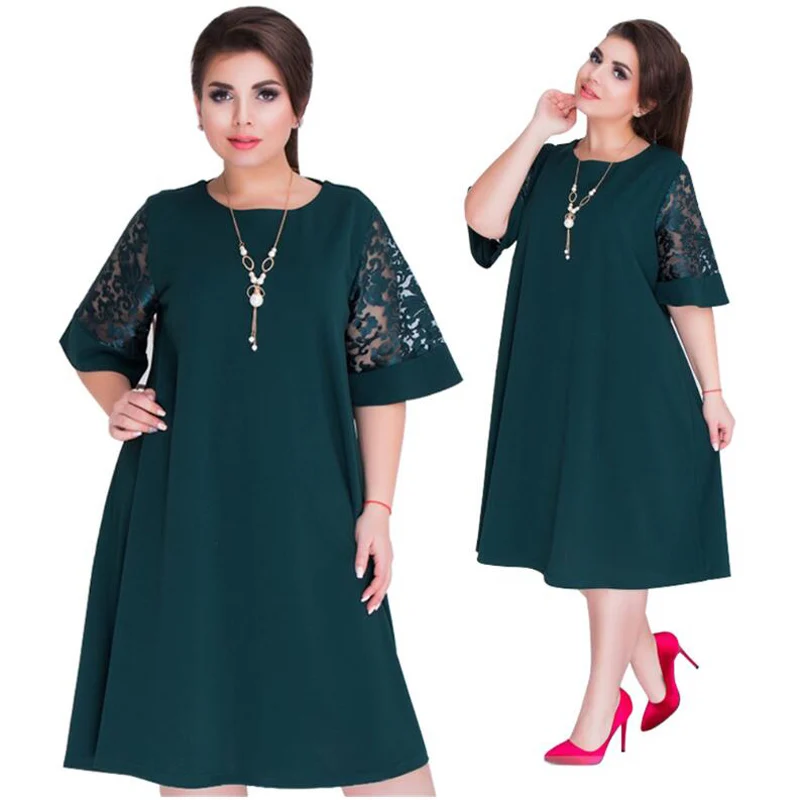Летние платья больших размеров 5XL 6XL 2018 кружевное лоскутное свободвечерние