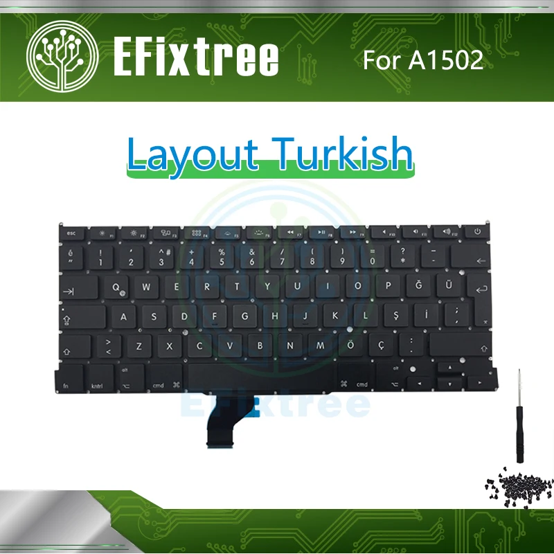 

New A1502 Keyboard Turkish For Macbook Pro Retina 13" A1502 Layout Backlight Screw Screwdriver 2013-2015 EMC 2678 2875 2835