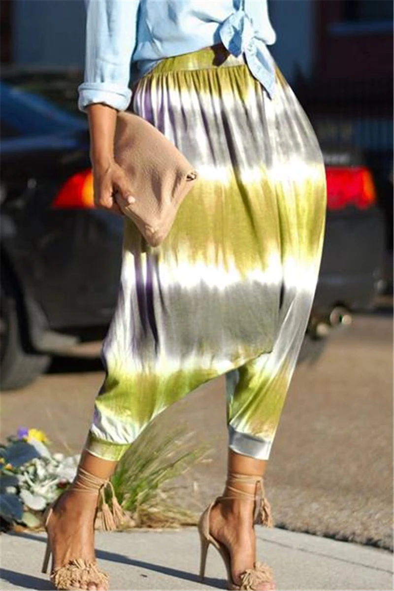 Брюки султанки женские с завышенной талией повседневные свободные модные