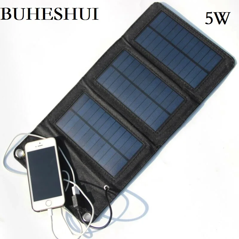 5W-Black BUHESHUI 7 Вт складное солнечное зарядное устройство для мобильного телефона, монокристаллическое солнечное зарядное устройство, мобильное зарядное устройство - Цвет: 5W-Black