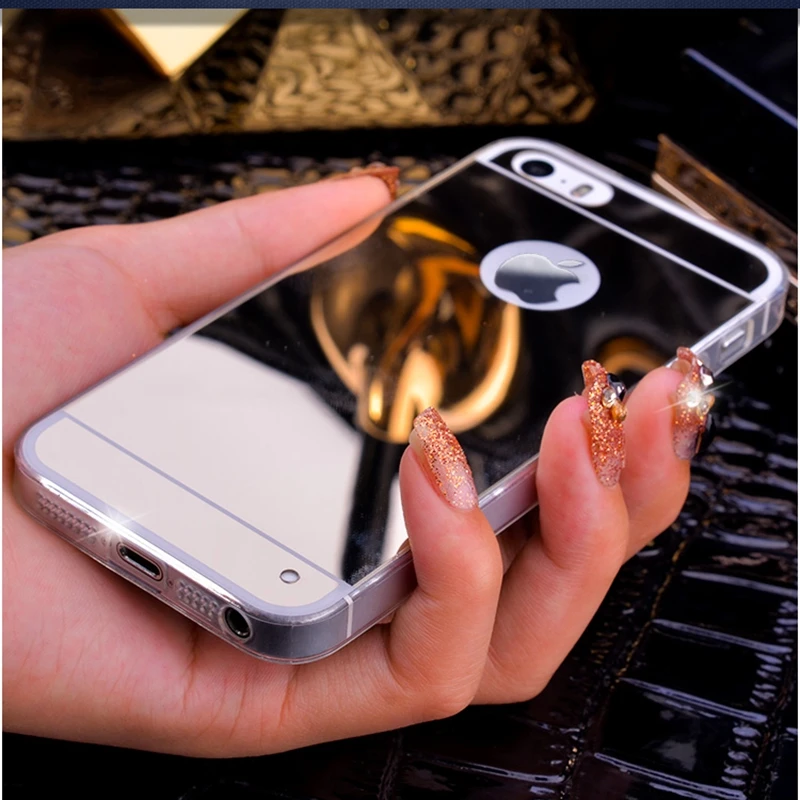 Зеркальный чехол с покрытием для iphone 6 6S 7 8 Plus X 10 XR XS MAX 5 5s SE Модный мягкий из ТПУ