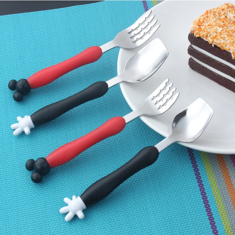 Детская Ложка Микки из нержавеющей стали вилка Минни креативная портативная для