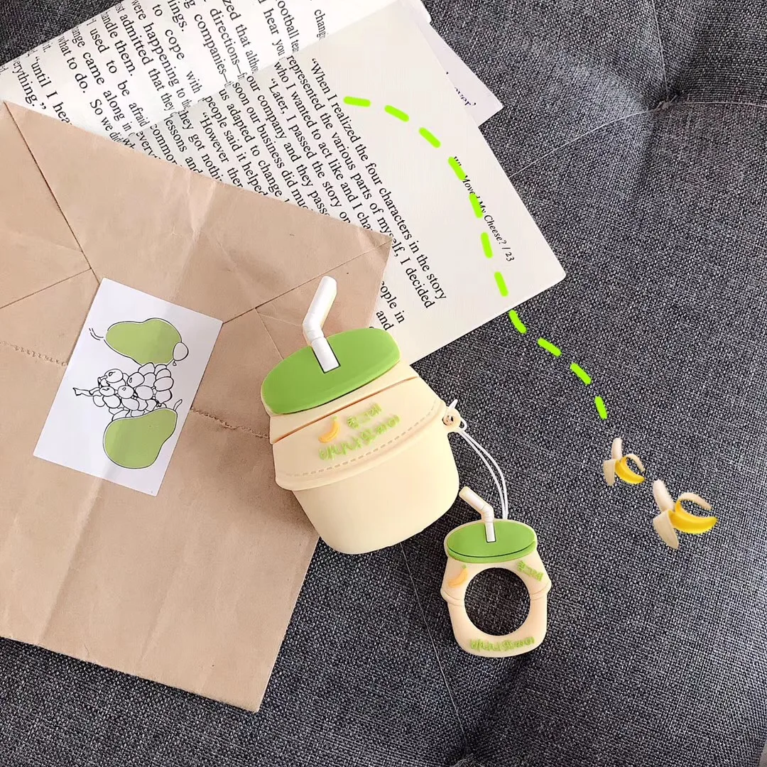 Чехол для наушников с объемным изображением бутылки молока AirPods чехол милым
