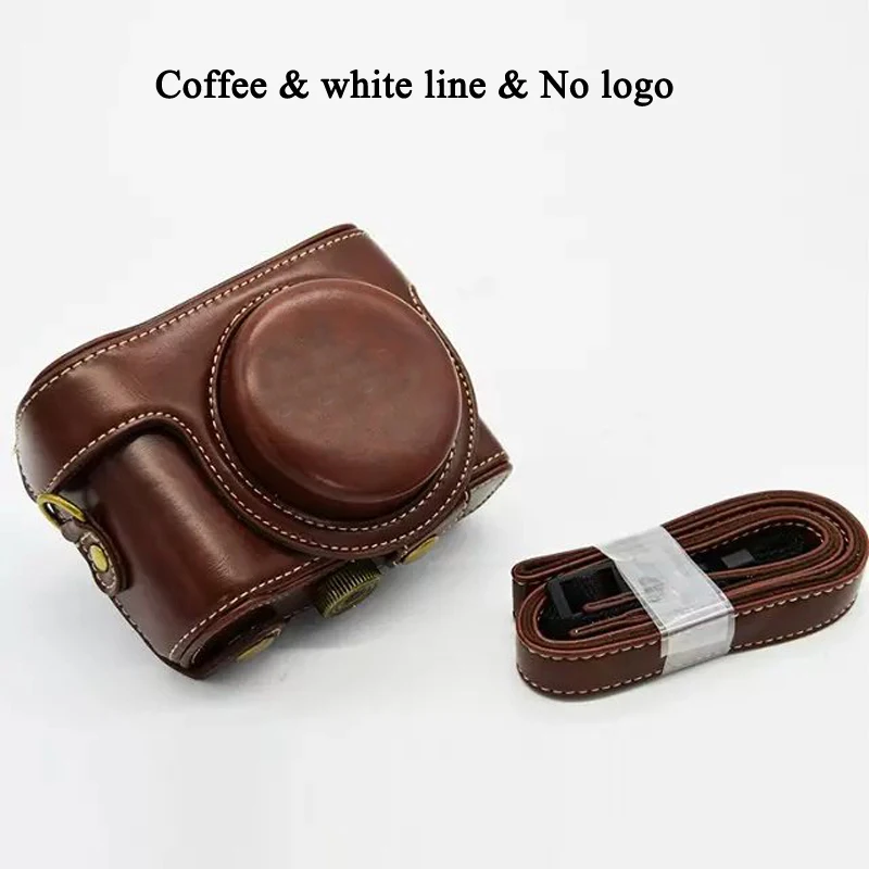 Coffee white line Чехол из искусственной кожи для камеры sony RX100 RX100 II III RX100 IV V RX100 VI чехол с ремешком - Цвет: Coffee white line