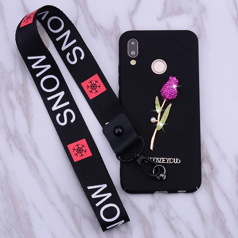 phone case for xiaomi 6 5s plus Protective Matte light DIY rose Lanyard Cover MI 5C 5 8 9 SE LITE play redmi 5a pro prime |