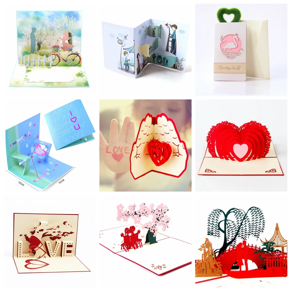 

Wedding Invitations Cards Laser Cut Mariage Greeting Card 3D Pop Up Happy Birthday Invitation Thank You Gift Card With Envelopes